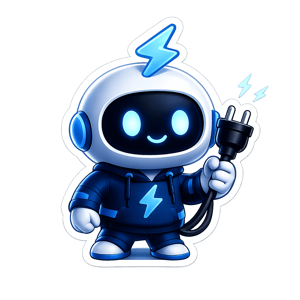 Mobile Agent mascot holding a power plug